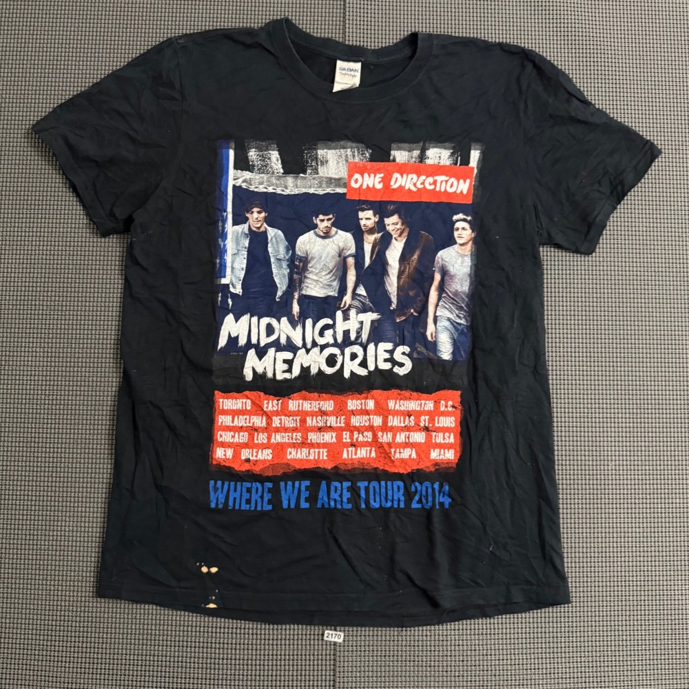 One Direction Midnight Memories Where We Are Tour 2014 T-Shirt Black Medium